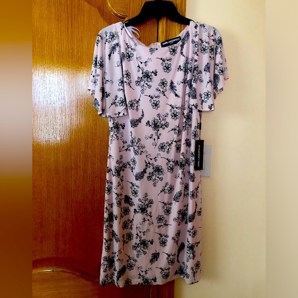 NWT Karl Lagerfeld rose and black floral dress size 6